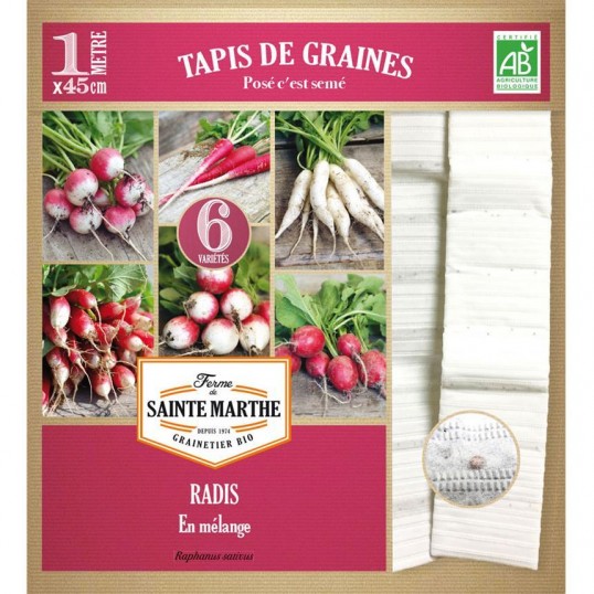 Tapis de Radis Bio, 6 rangs de 6 variétes AB