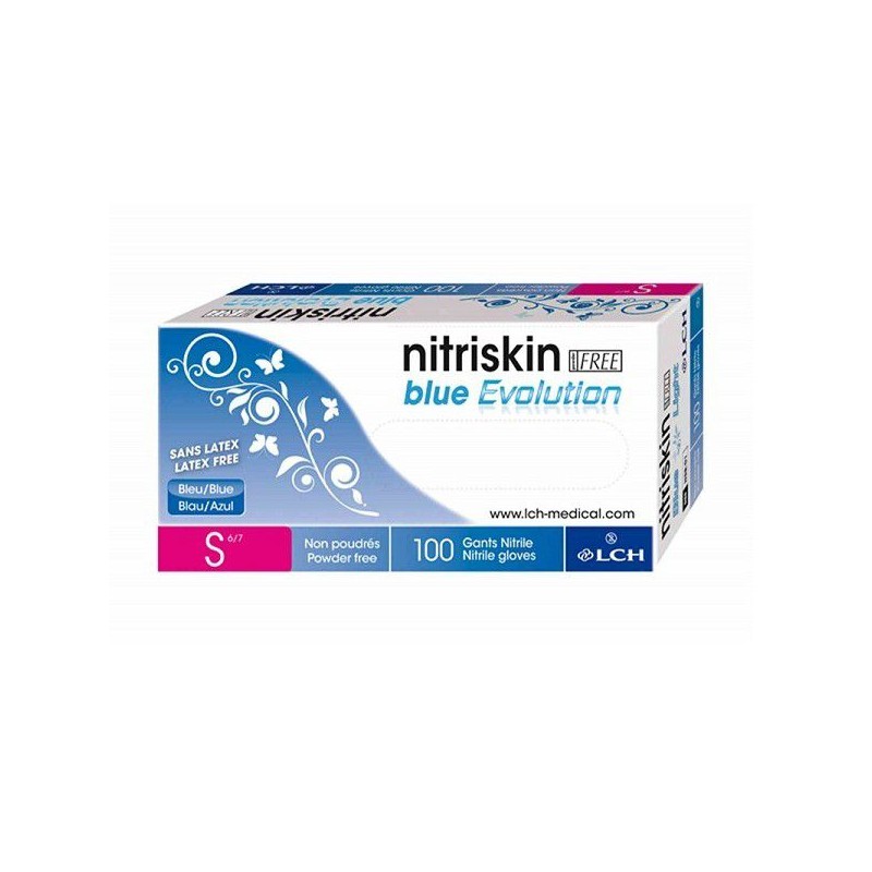 Gants Nitryle nitriskin blue Evolution non poudrés boite de 100